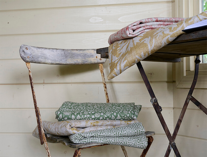 Spill Resistant RHS Trailing Vine Olive and Small Trailing with other RHS fabrics